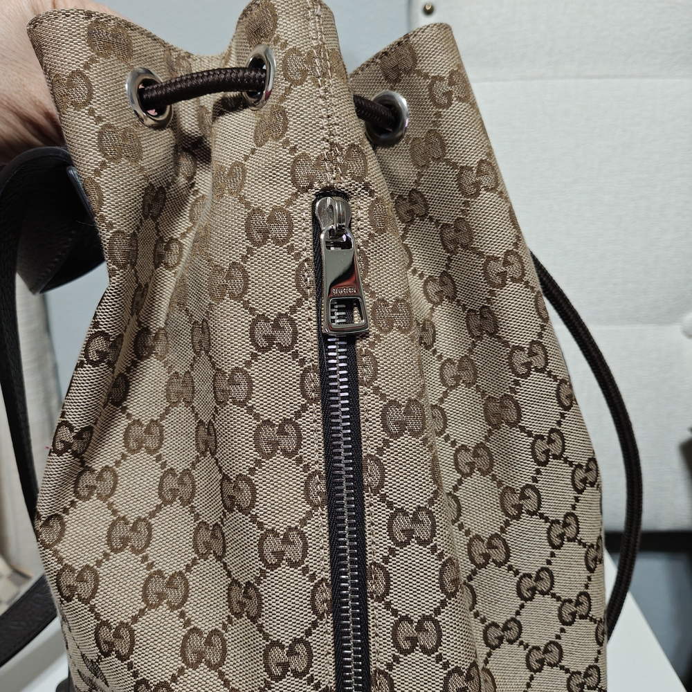 Gucci Brown Monogram Drawstring Backpack - Picture 5 of 15